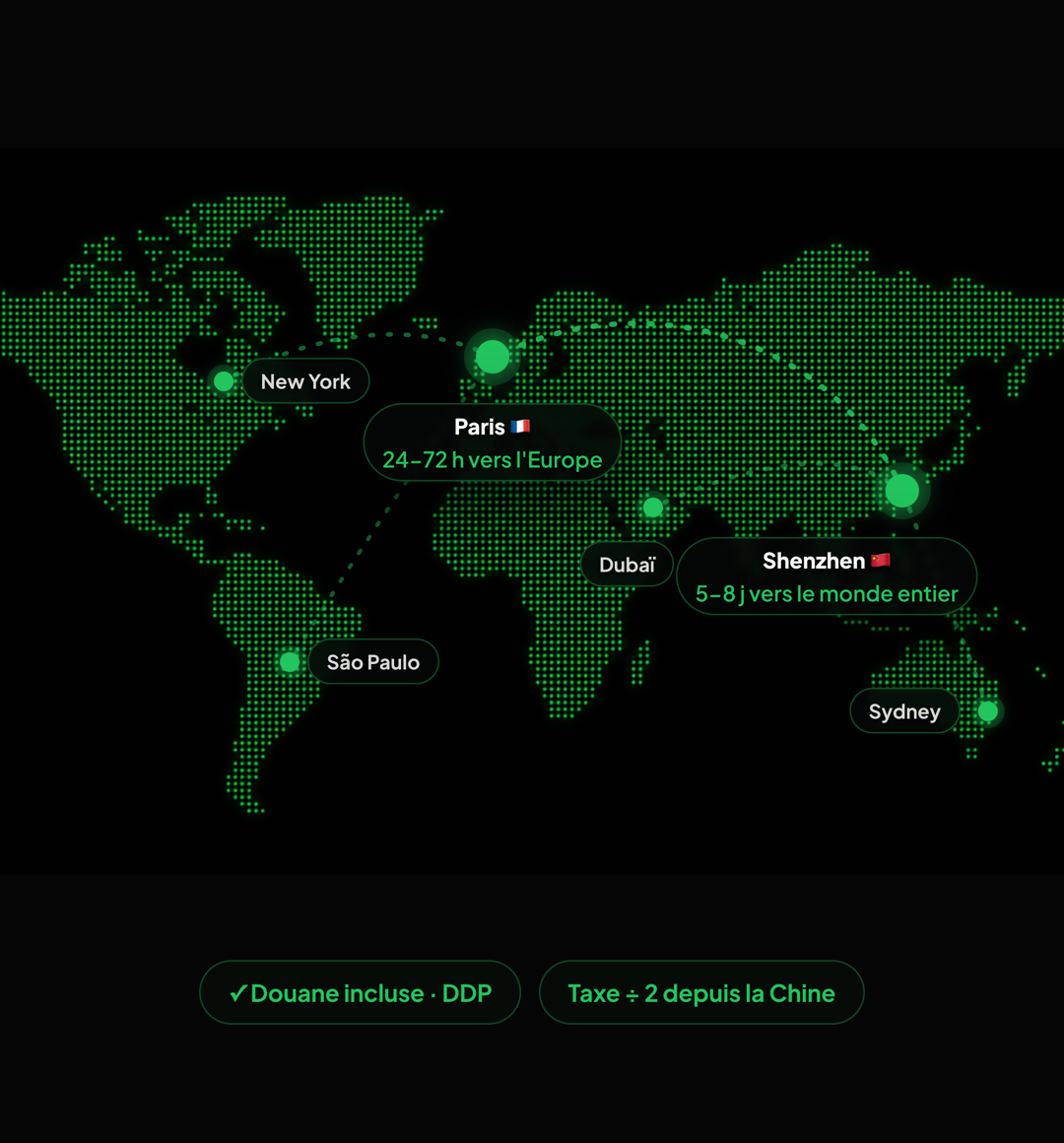 Expéditions depuis Shenzhen et Paris vers le monde entier, douane DDP incluse